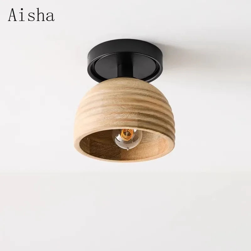 plafonnier rétro en bois style américain pour décoration intérieure - vue 3 sur 5