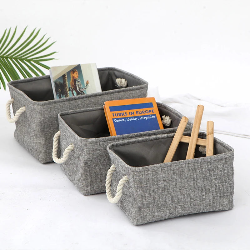 boîte de rangement en lin pour vêtements et jouets divers - vue 6 sur 12