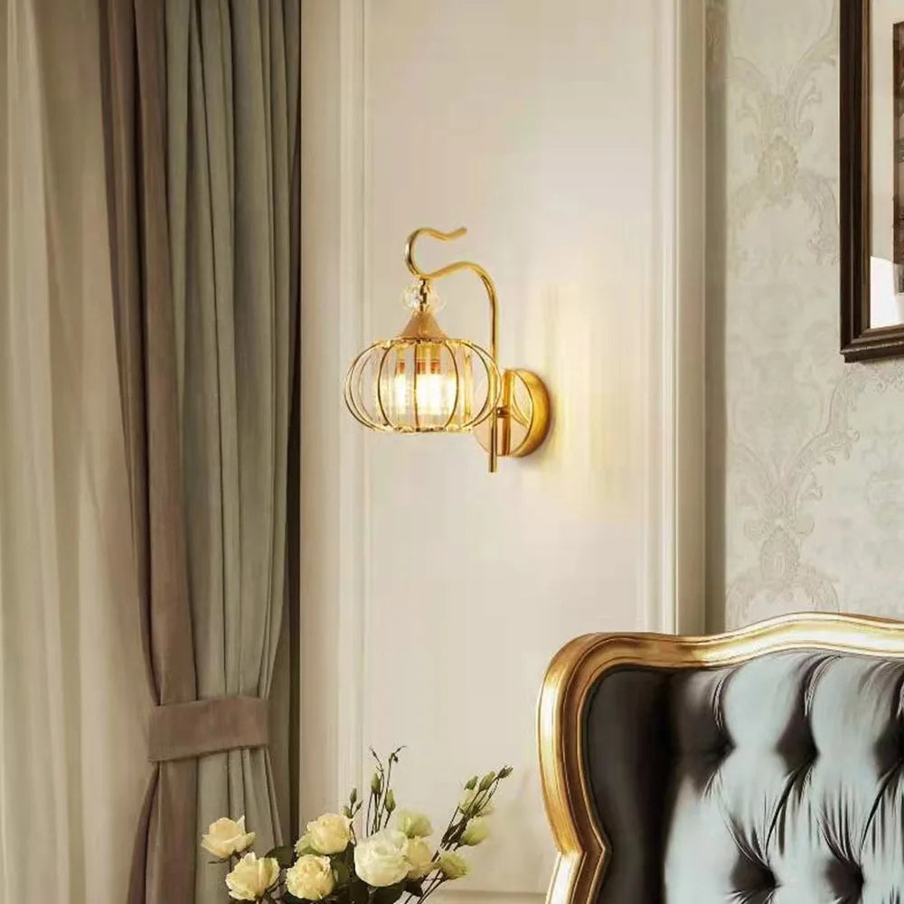 Glass wall lamp, iron art bedside lamp, simple accessories of living room, bedroom and dining room, E27 lamp - vue 6 sur 8