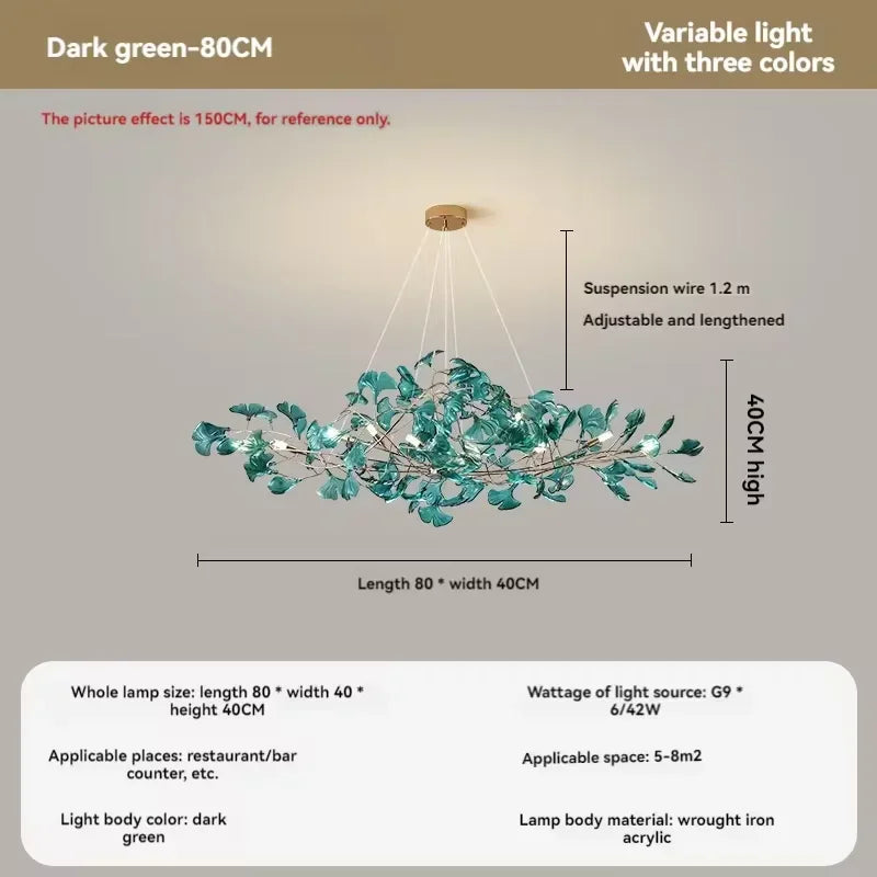 lustre romantique nordique artpad avec feuilles en acrylique pour la maison - vue 11 sur 21