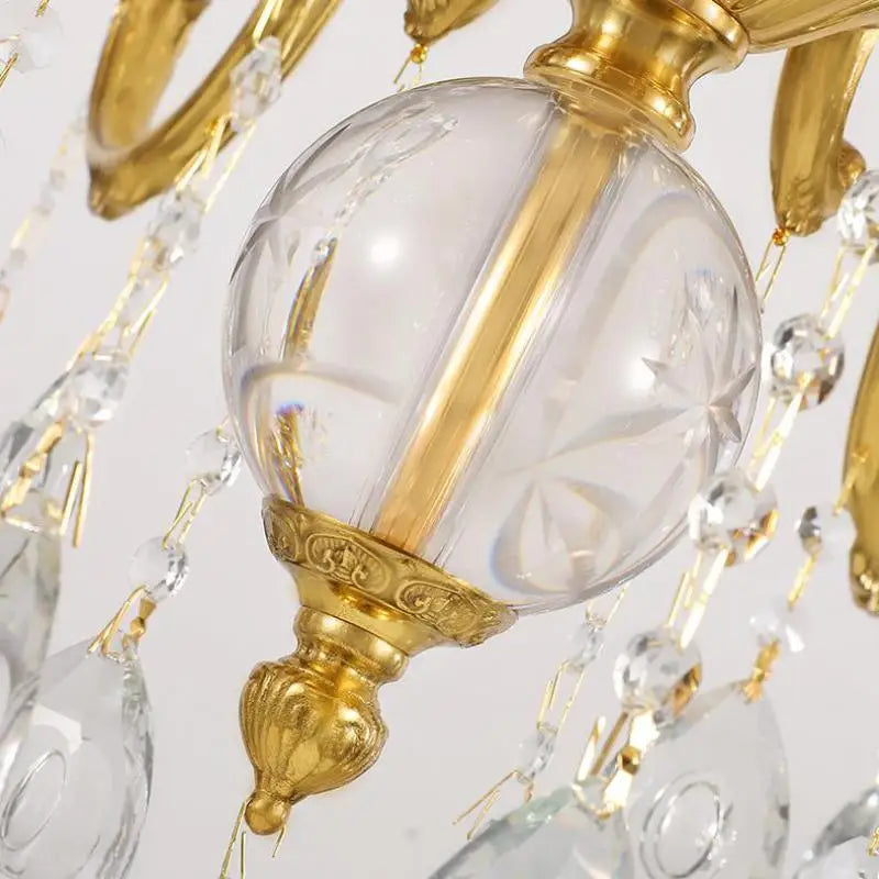 lustre moderne à led en cristal et cuivre - vue 5 sur 9
