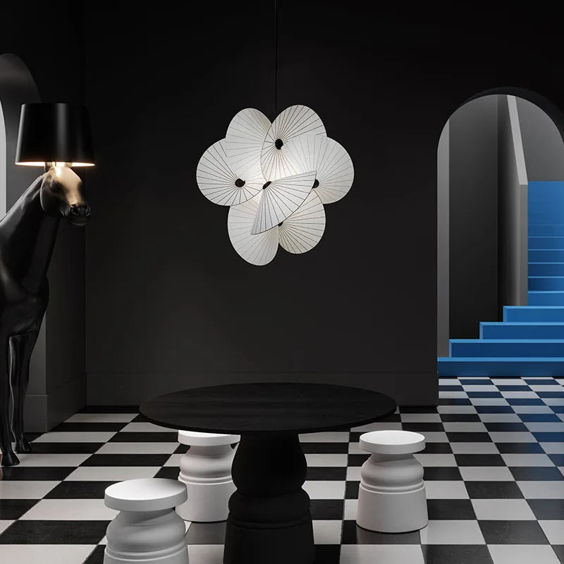 lustre 	 en tissu design réglable pour éclairage maison - vue 5 sur 7