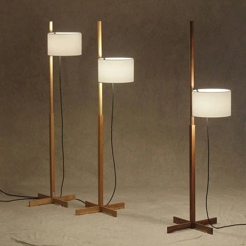 Lampadaire Nordique Wabi Sabi En Bois Massif Tissu Abat-Jour Led Salon Chambre Lampe De Chevet Décor À La Maison Canapé Coin Lampe Sur Pied