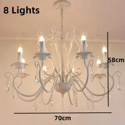 Vintage metal chandelier with decorative crystal pendants for indoor use