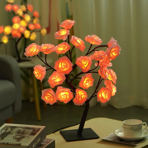lampe de table led arbre cerisier cristal veilleuse nordique - vue 4 sur 19