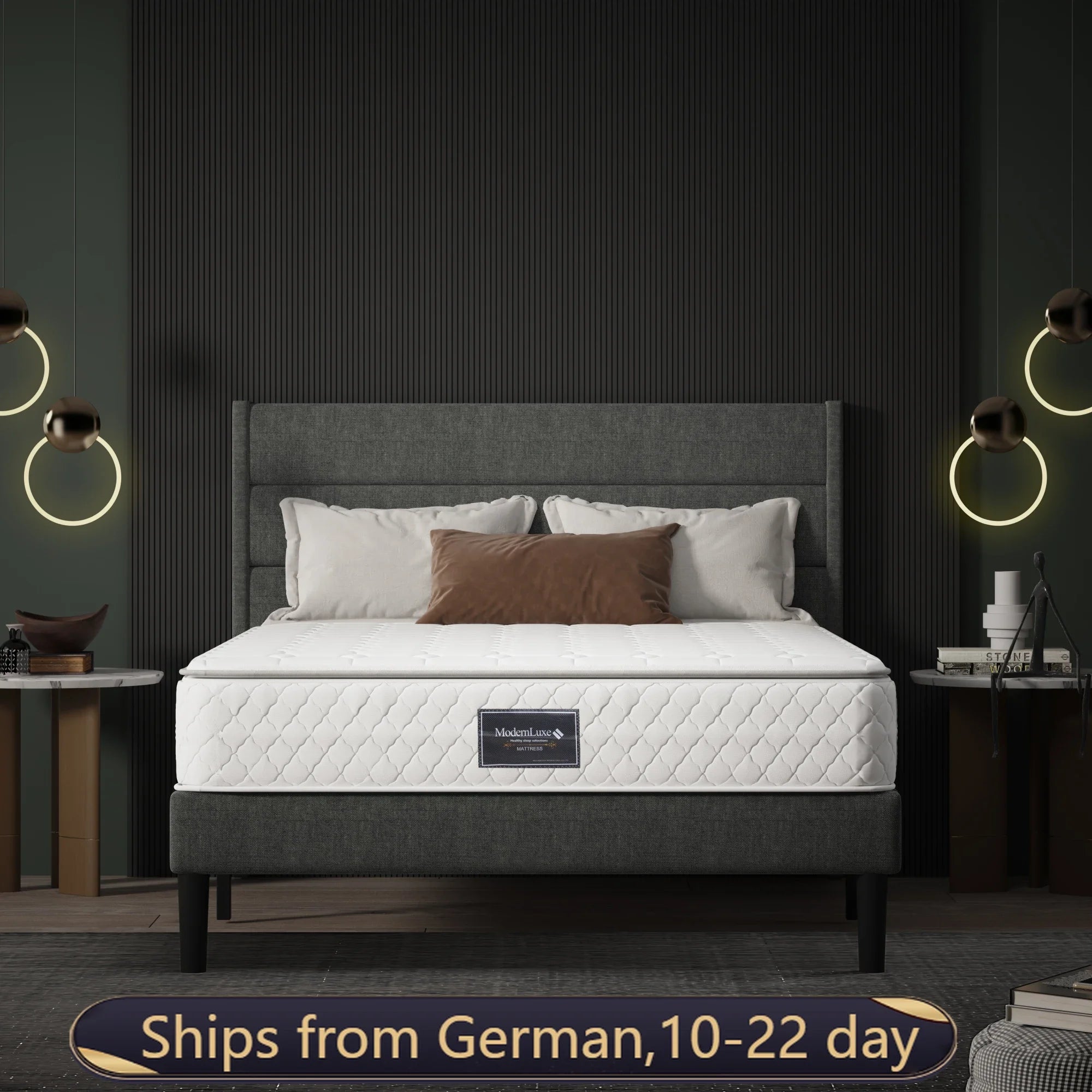 VSOGA Spring Core Mattress, 7-zone Cold Foam Mattress, Pocket Springs, Quilted Microfiber Cover, Firmness Level H3, Height 25 Cm