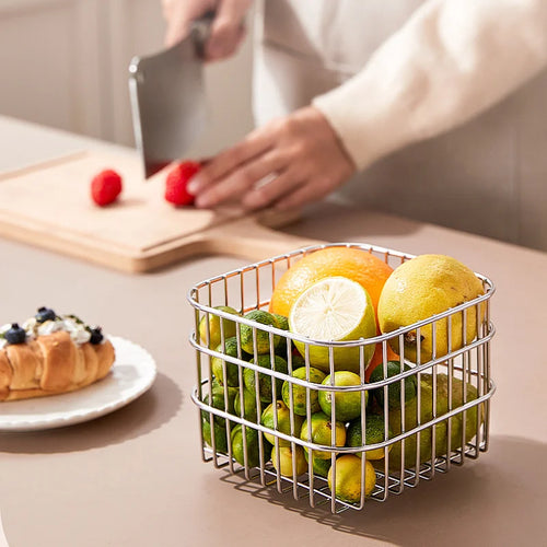 panier de rangement en acier inoxydable pour fruits et légumes