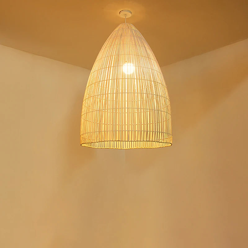 Wabi-Sabi Suspension Lumières Nordique Rotin Art Led Lustre Salon Salle À Manger Décor À La Maison Restaurant Bar Loft Suspension Luminaire - vue 4 sur 8