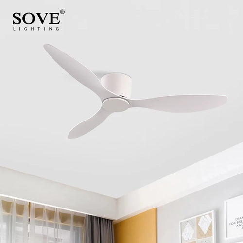 SOVE ventilateur de plafond blanc plancher bas Ultra mince 17 cm DC ventilateur de plafond avec télécommande ventilateurs de plafond simples sans lumière 220 V - vue 3 sur 14