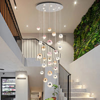 Modern minimalist long acrylic sphere chandelier for nordic villa