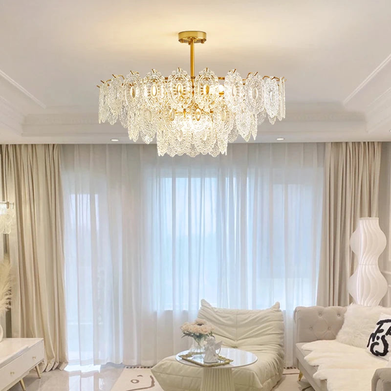 lustre en verre de style luxueux pour intérieur élégant - vue 4 sur 13