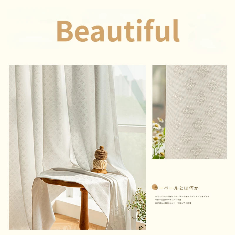 Voilage japonais plissé motif géométrique pour salon chambre - vue 14 sur 18