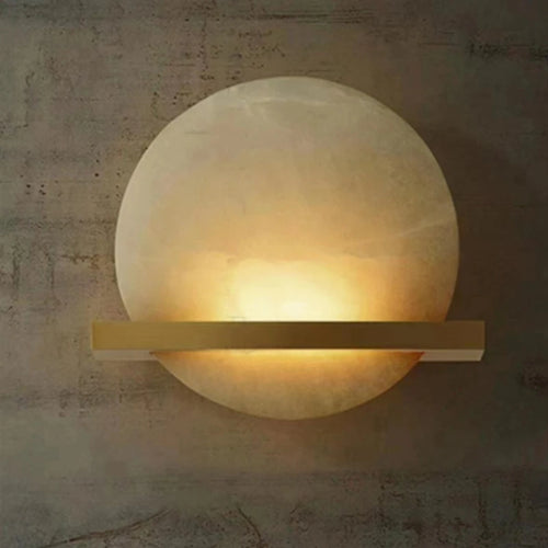 applique murale ronde en marbre naturel et cuivre pour intérieur