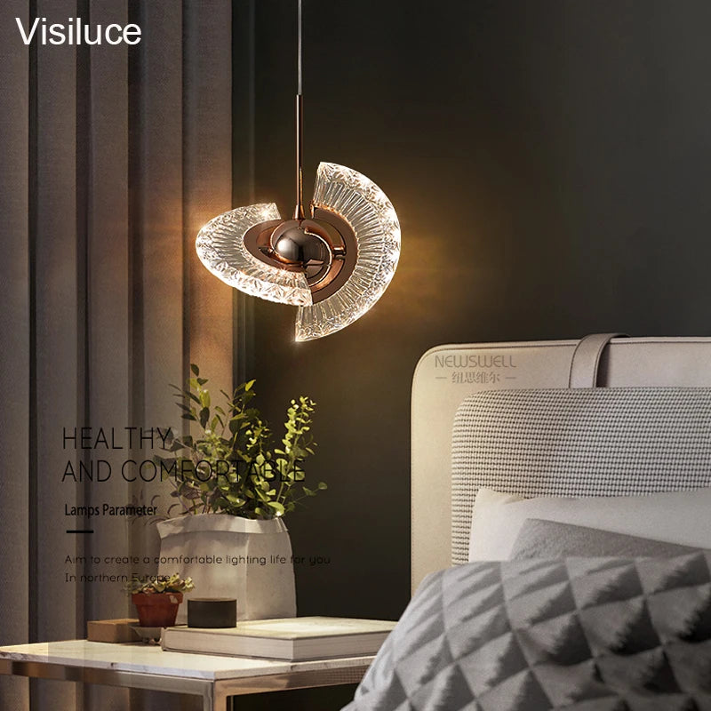 lustre nordique en cristal acrylique avec éclairage led - vue 4 sur 7