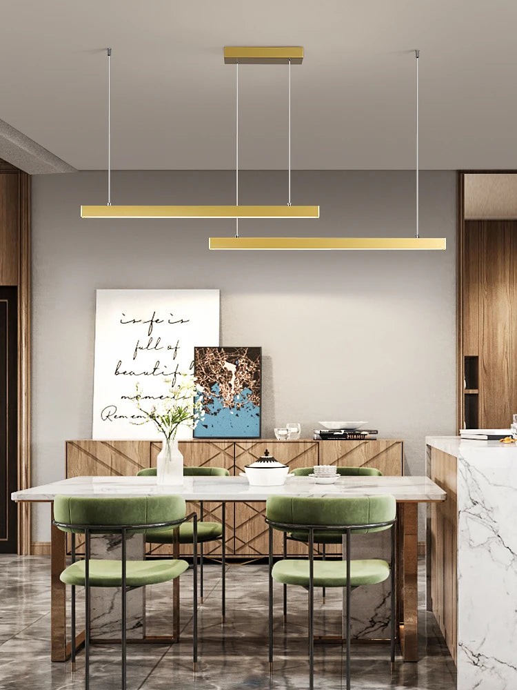lustre moderne simple avec bande linéaire led pour restaurant - vue 4 sur 16