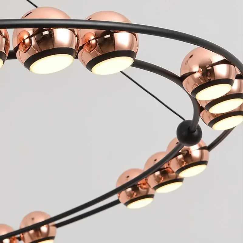SANDYHA Nordique Moderne LED Lustre Anneau Circulaire De Luxe Haricot Duplex Suspension pour Salon Salle À Manger Chambre Éclairage