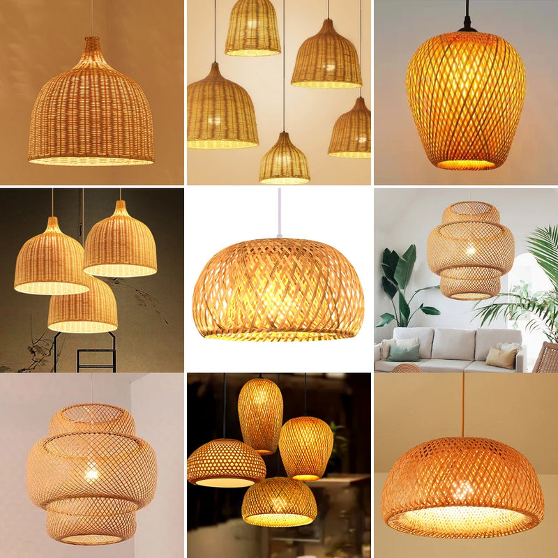 lampes suspendues style chinois tricotées à la main en bambou