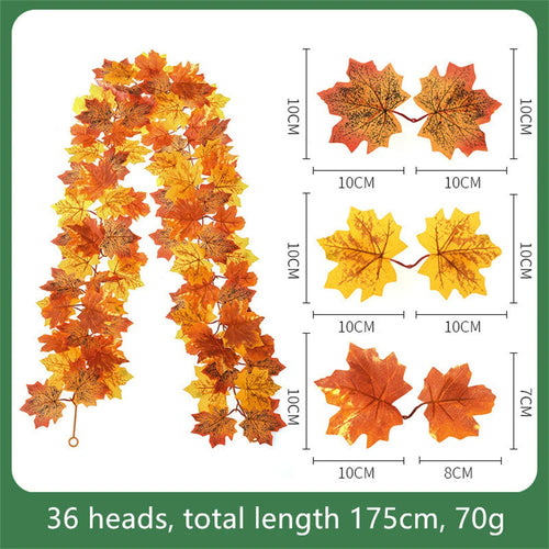 guirlande de feuilles d'érable artificielles en soie décorative pour jardin - vue 13 sur 16