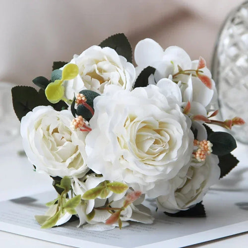 bouquet de pivoines roses en soie pour décoration intérieure