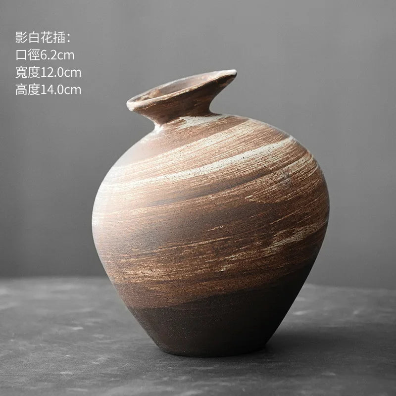 vase en terre cuite japonais imitation pierre vintage pour fleurs - vue 19 sur 21