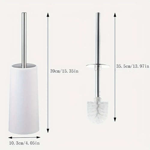 Toilet Brush, Household No Dead Corner Stainless Steel Long Handle Squat Toilet Cleaning Brush Set Toilet bowl scrubber Bathroom - vue 4 sur 8