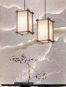 Vintage Asian zen wooden pendant light