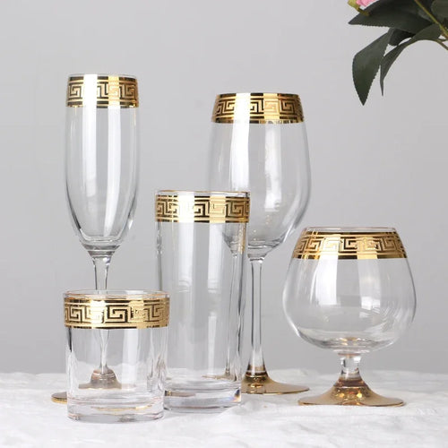 Verre cristal style européen bord argent vin champagne