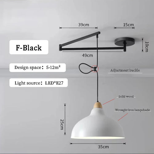 Lustres à bascule de Table à manger modernes LED peuvent être déplacés lampes à long poteau nordique Simple télescopique pliant lustre à bras Long - vue 20 sur 22