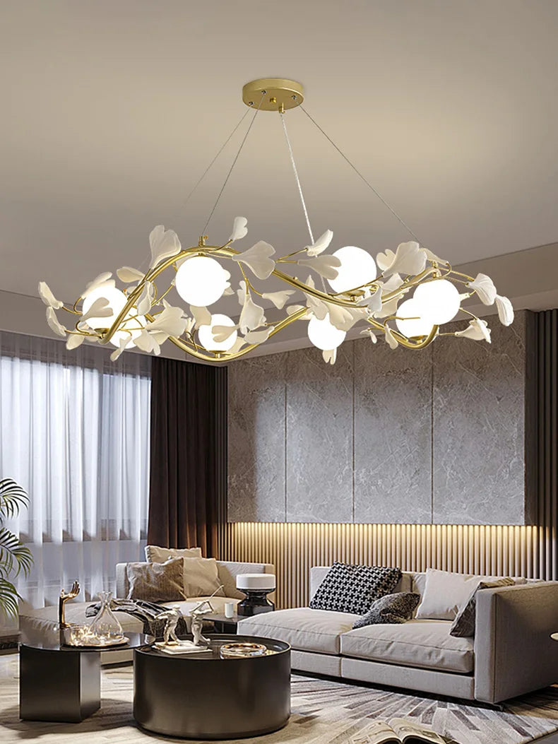 lustre ginkgo suspendu lumineux design moderne pour intérieur - vue 6 sur 8