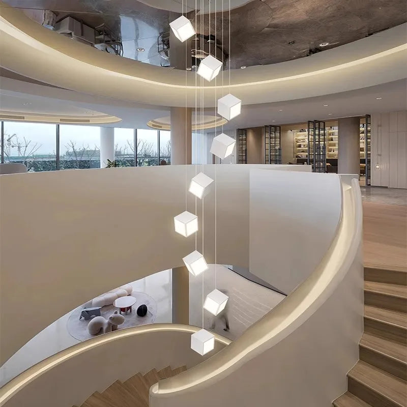lustre minimaliste moderne pour escalier duplex rotatif - vue 5 sur 16