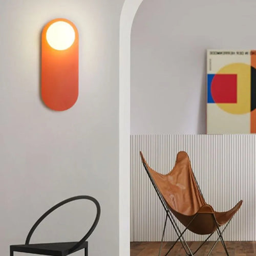 Minimalist nordic LED glass wall light in orange - vue 2 sur 9