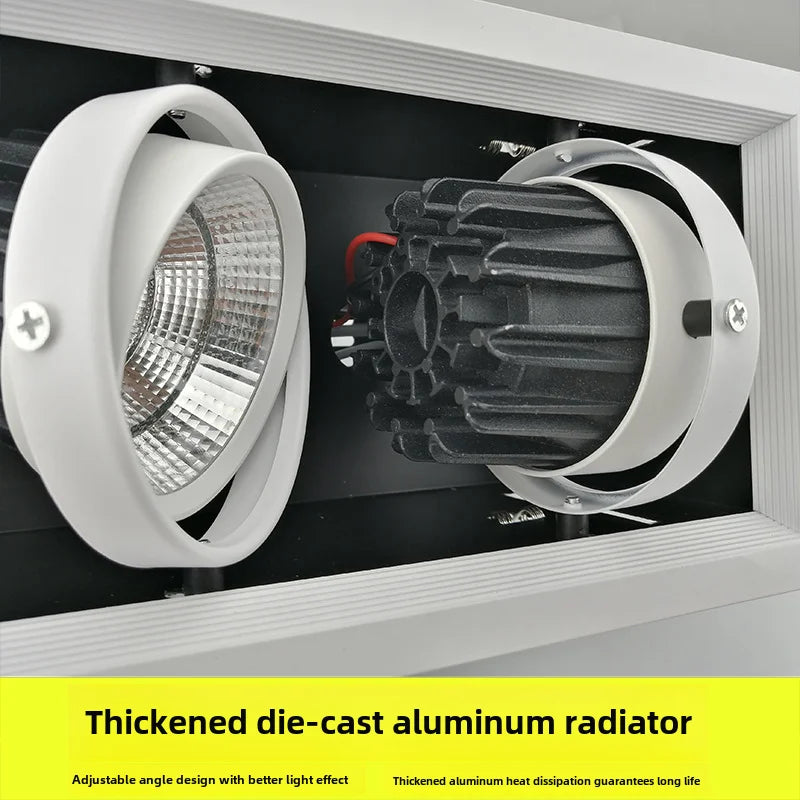 plafonnier encastré led carré à deux ou trois têtes pour éclairage intérieur - vue 4 sur 5