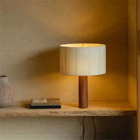 Minimalist solid wood table lamp wabi sabi decorative style