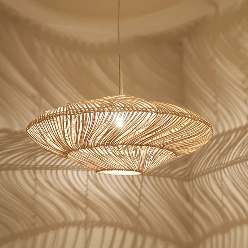 suspension en rotin japonais design ovni pour décoration moderne - vue 6 sur 7
