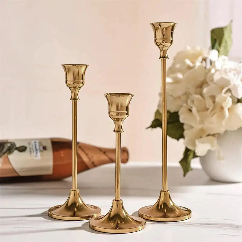 kit de bougeoirs en laiton doré pour décorations festives - vue 2 sur 26