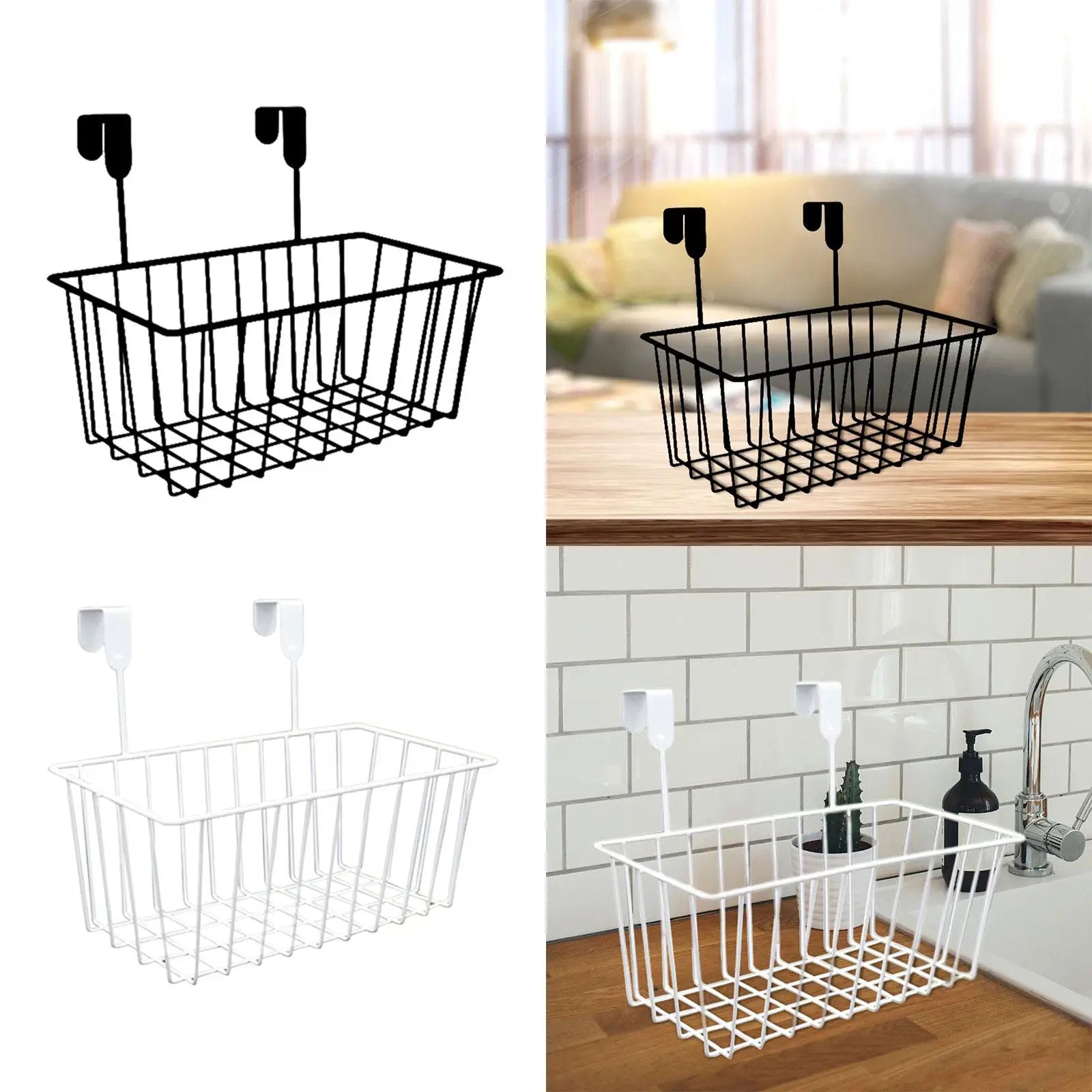over the closet door, organizer, basket, grid, storage baskets with hooks, wire - vue 4 sur 8