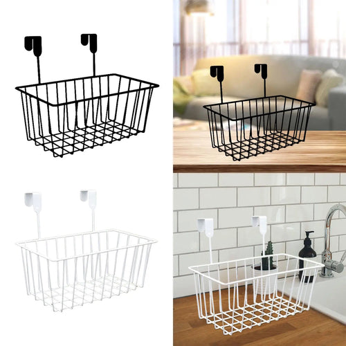 over the closet door, organizer, basket, grid, storage baskets with hooks, wire - vue 5 sur 8