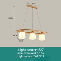 lustre en bois créatif suspendu trois têtes pour restaurant café