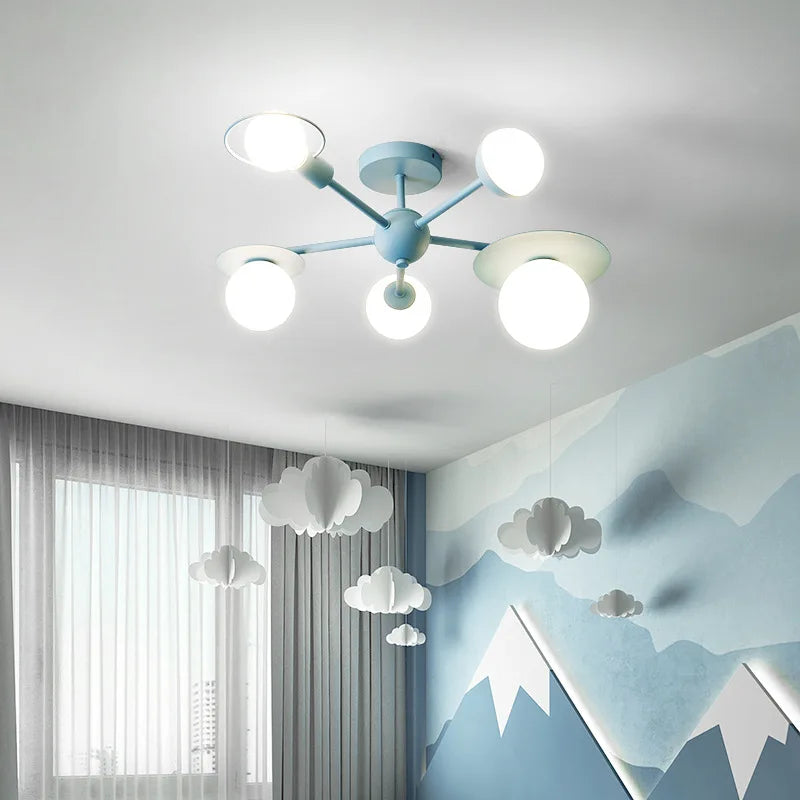 Modern minimalist chandelier for baby room decor – boys and girls - vue 3 sur 7