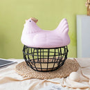 Ceramic Egg Storage Basket, Living Room, Fruit, Garlic, Hollow Metal Hen Shaped, Kitchen Organizer