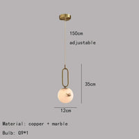 suspension led en laiton et marbre naturel décorative réglable