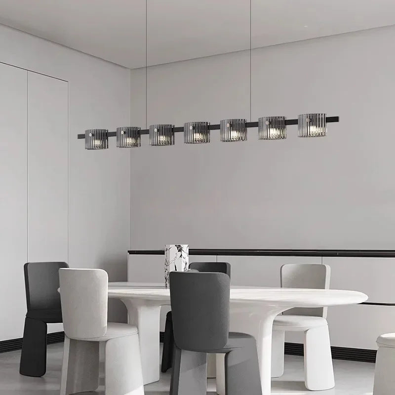 lustre sandyha moderne minimaliste abat-jour verre led suspendu - vue 4 sur 25