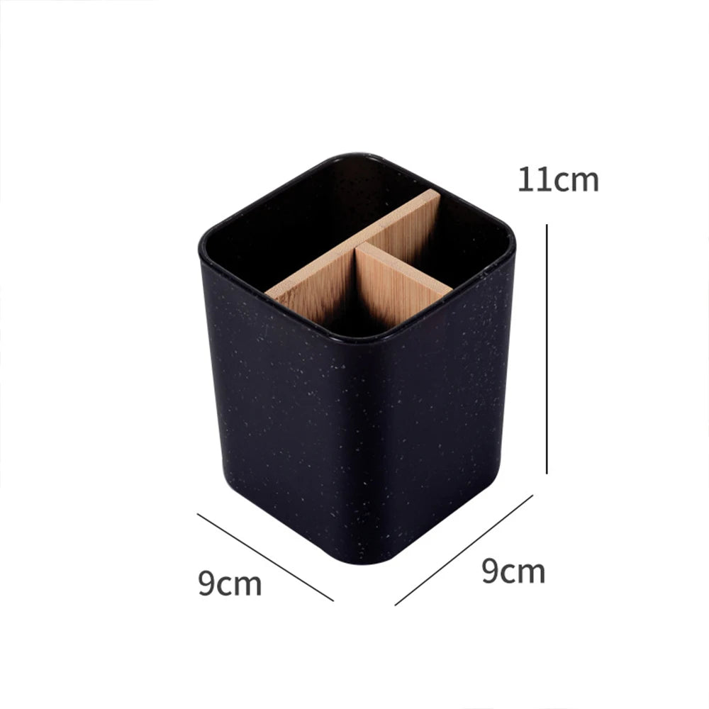 porte-brosse à dents en bambou et rangement accessoires salle de bain - vue 10 sur 11