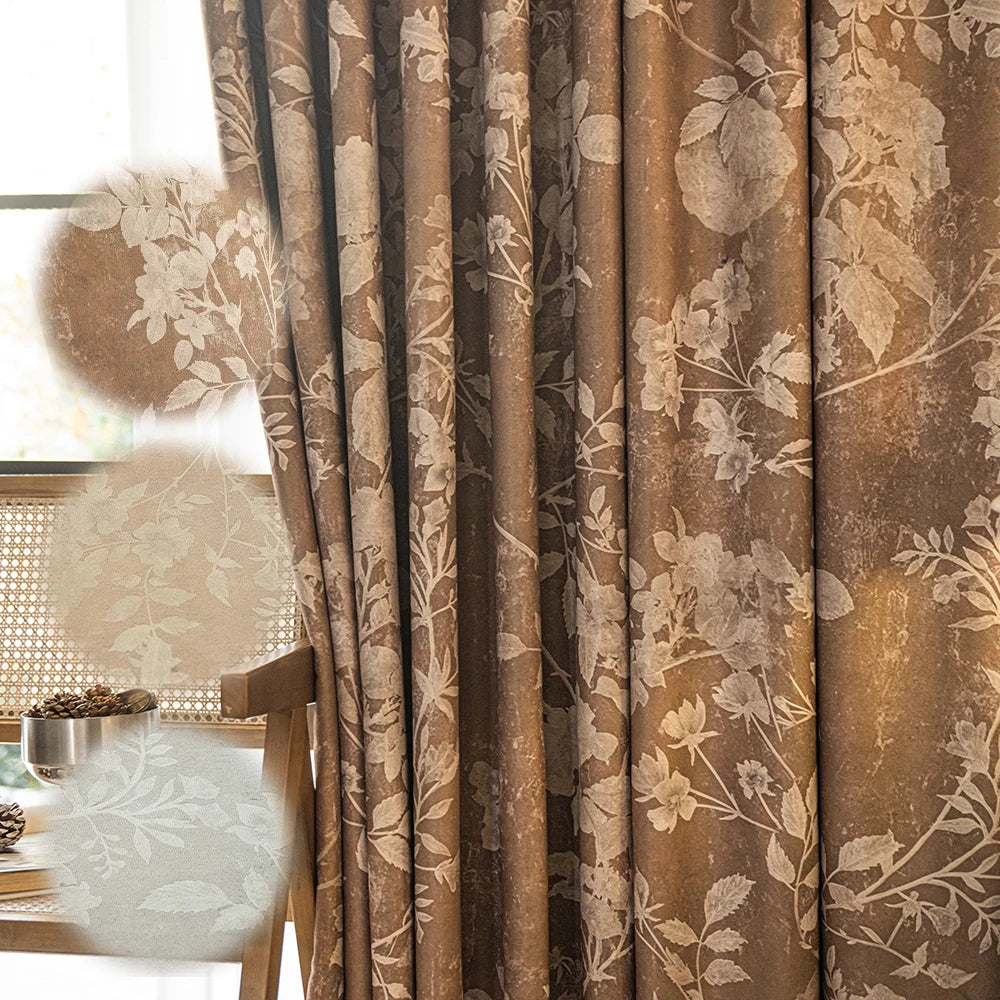 Rideau occultant style français floral pour salon chambre - vue 2 sur 9
