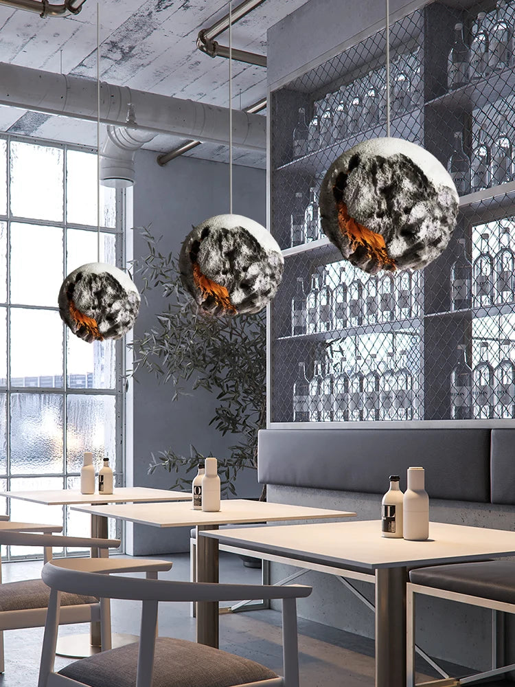 lustre moderne en forme de lune pour décoration intérieure - vue 5 sur 8