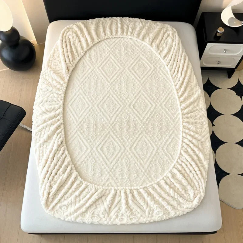Plush Mattress Cover For Bed,stretch Soft Material Fitted Sheet, Keep Warm,dust Protector,machine Washable 90X200,180X200