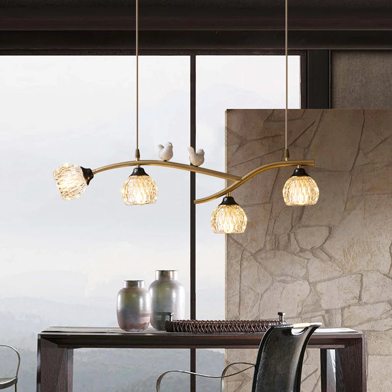 lustre led oiseau créatif en cuivre pour maison et restaurant