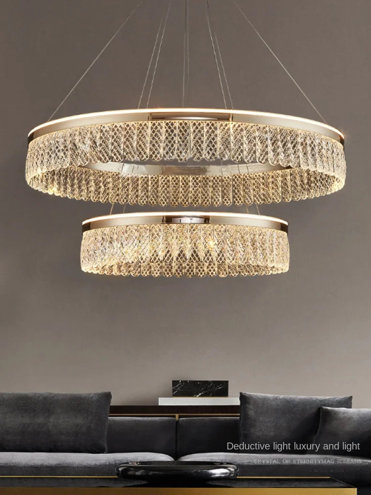 lustre sandyha moderne créatif anneau de luxe en cristal - vue 4 sur 11