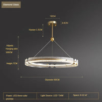 SANDYHA minimalist Nordic circular glass crystal chandelier for dining and living room