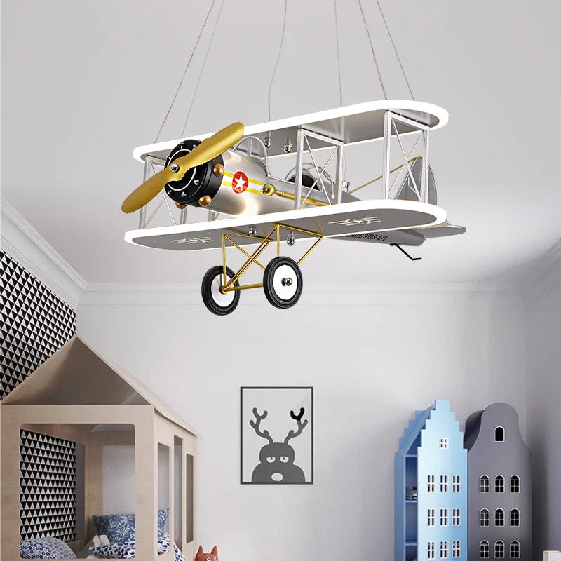 lustre créatif avion hélicoptère pour chambre enfant moderne - vue 4 sur 9